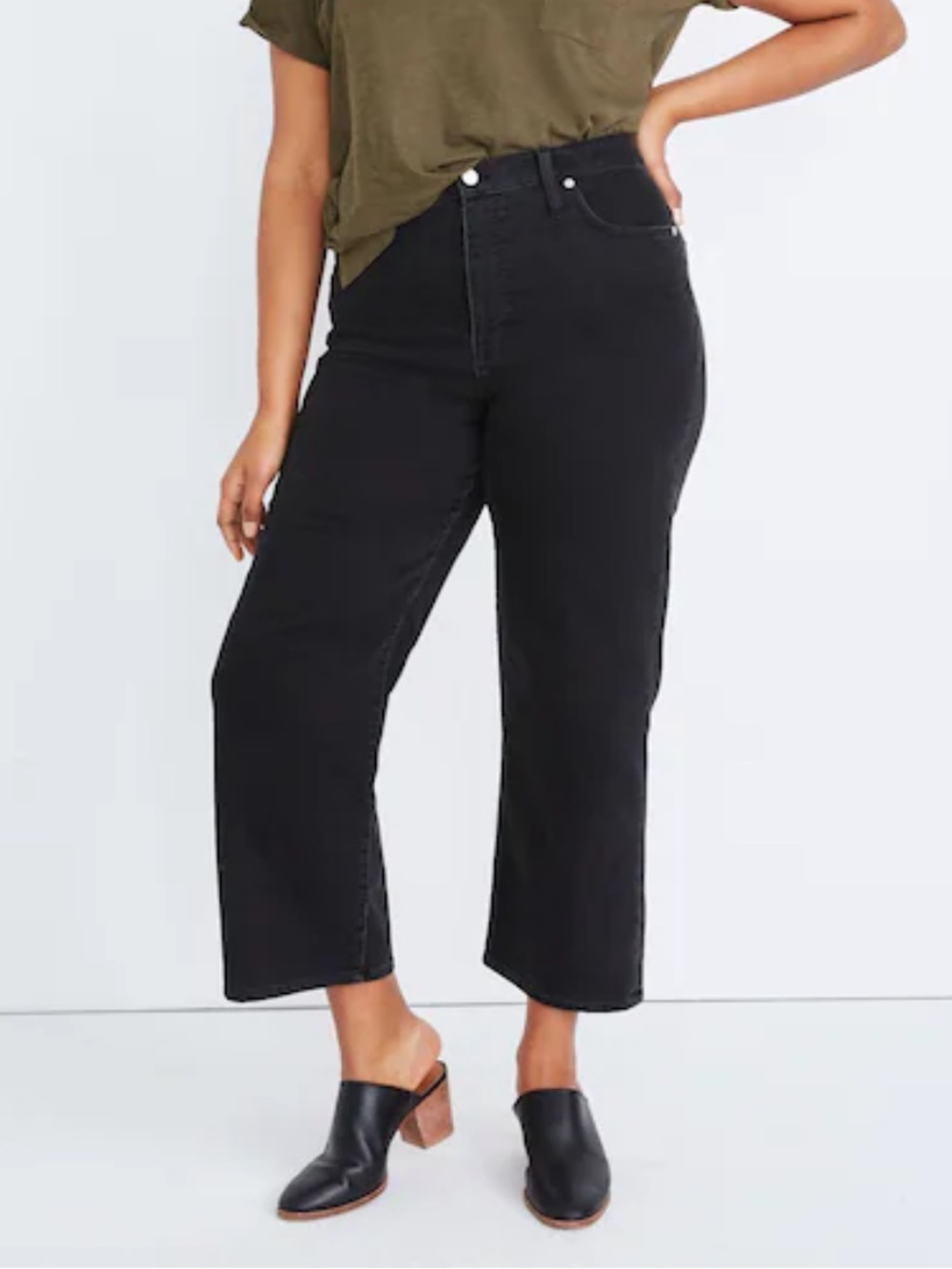 Madewell Slim Wide-Leg Crop Jeans Women’s 27 Black High Rise Raw Hem L4315